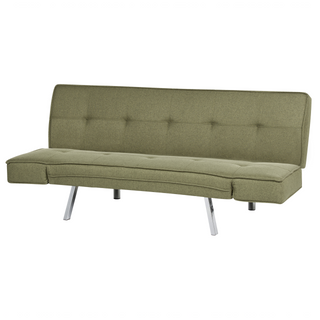 3 Seater Sofa Bed Green Upholstered Armless Modern Beliani