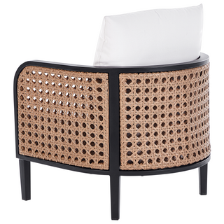 Garden Sofa Set Black Aluminium Frame Off-White Water Repellent Fabric Cushions 3 Seater Set with Coffee Table and Armchairs Beliani - Sofa In Store