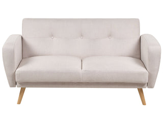 Sofa Bed Beige Fabric Upholstered 2 Seater Convertible Wooden Legs Modern Minimalistic Living Room Beliani - Sofa In Store