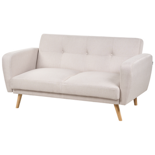Sofa Bed Beige Fabric Upholstered 2 Seater Convertible Wooden Legs Modern Minimalistic Living Room Beliani - Sofa In Store