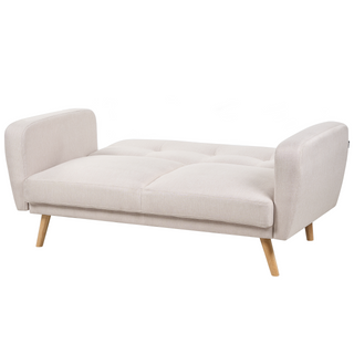 Sofa Bed Beige Fabric Upholstered 2 Seater Convertible Wooden Legs Modern Minimalistic Living Room Beliani - Sofa In Store