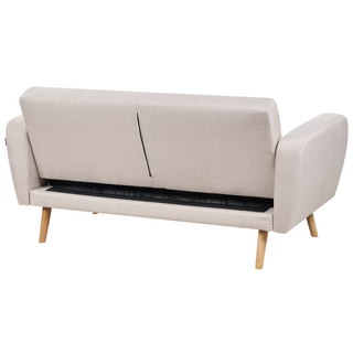 Sofa Bed Beige Fabric Upholstered 2 Seater Convertible Wooden Legs Modern Minimalistic Living Room Beliani - Sofa In Store