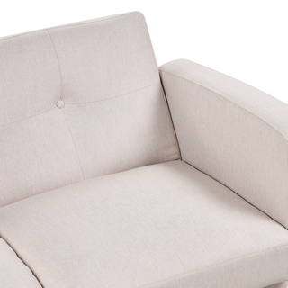 Sofa Bed Beige Fabric Upholstered 2 Seater Convertible Wooden Legs Modern Minimalistic Living Room Beliani - Sofa In Store