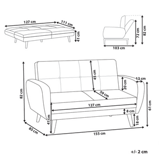 Sofa Bed Beige Fabric Upholstered 2 Seater Convertible Wooden Legs Modern Minimalistic Living Room Beliani - Sofa In Store