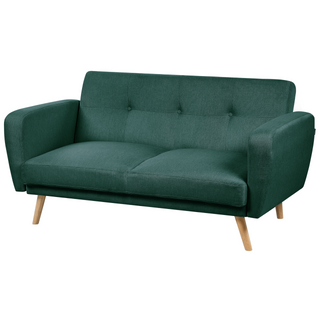 Sofa Bed Green Fabric Upholstered 2 Seater Convertible Wooden Legs Modern Minimalistic Living Room Beliani - Sofa In Store