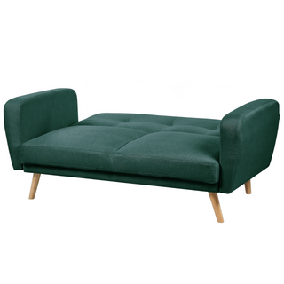 Sofa Bed Green Fabric Upholstered 2 Seater Convertible Wooden Legs Modern Minimalistic Living Room Beliani - Sofa In Store
