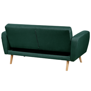 Sofa Bed Green Fabric Upholstered 2 Seater Convertible Wooden Legs Modern Minimalistic Living Room Beliani - Sofa In Store