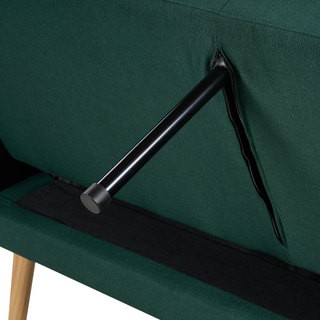 Sofa Bed Green Fabric Upholstered 2 Seater Convertible Wooden Legs Modern Minimalistic Living Room Beliani - Sofa In Store
