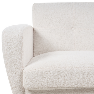 Sofa Bed White Boucle Fabric Upholstered 2 Seater Convertible Wooden Legs Modern Minimalistic Living Room Beliani - Sofa In Store
