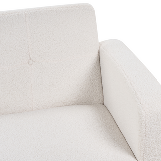 Sofa Bed White Boucle Fabric Upholstered 2 Seater Convertible Wooden Legs Modern Minimalistic Living Room Beliani - Sofa In Store