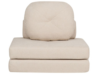 Sofa Pouffe Bed Beige Fabric Upholstery Single Sleeper Fold Out Chair Bed with Cushion Modern Design Beliani - Sofa In Store