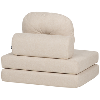 Sofa Pouffe Bed Beige Fabric Upholstery Single Sleeper Fold Out Chair Bed with Cushion Modern Design Beliani - Sofa In Store