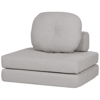 Sofa Pouffe Bed Light Grey Fabric Upholstery Single Sleeper Fold Out Chair Bed with Cushion Modern Design Beliani