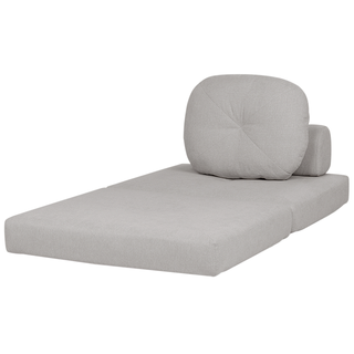 Sofa Pouffe Bed Light Grey Fabric Upholstery Single Sleeper Fold Out Chair Bed with Cushion Modern Design Beliani