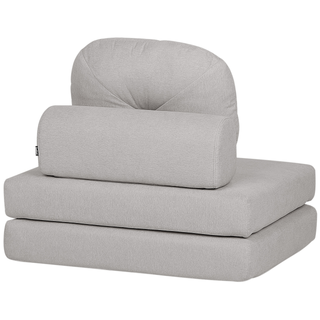 Sofa Pouffe Bed Light Grey Fabric Upholstery Single Sleeper Fold Out Chair Bed with Cushion Modern Design Beliani