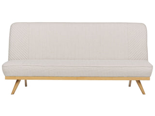 Sofa Bed Beige Fabric Upholstery Metal Legs Wood Finish 2 Seater Tufted Backrest Seat Modern Design Armless Beliani - Sofa In Store