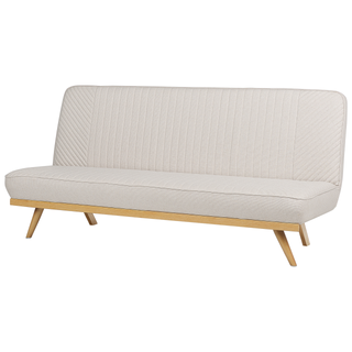 Sofa Bed Beige Fabric Upholstery Metal Legs Wood Finish 2 Seater Tufted Backrest Seat Modern Design Armless Beliani - Sofa In Store