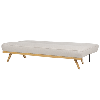 Sofa Bed Beige Fabric Upholstery Metal Legs Wood Finish 2 Seater Tufted Backrest Seat Modern Design Armless Beliani - Sofa In Store