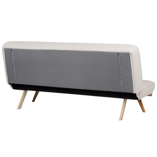 Sofa Bed Beige Fabric Upholstery Metal Legs Wood Finish 2 Seater Tufted Backrest Seat Modern Design Armless Beliani - Sofa In Store