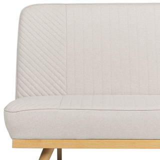 Sofa Bed Beige Fabric Upholstery Metal Legs Wood Finish 2 Seater Tufted Backrest Seat Modern Design Armless Beliani - Sofa In Store