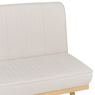 Sofa Bed Beige Fabric Upholstery Metal Legs Wood Finish 2 Seater Tufted Backrest Seat Modern Design Armless Beliani - Sofa In Store