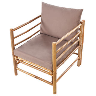 Garden Modular Sofa Set Taupe Bamboo Cushions 2 Seater Sofa 2 Armchairs with Coffee Table Boho Design Outdoor Conversation Set Beliani - Sofa In Store