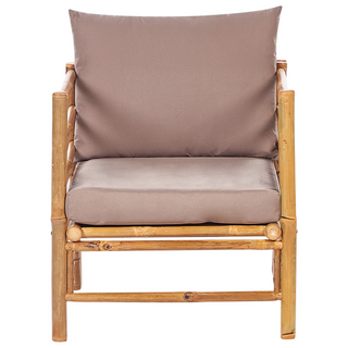 Garden Modular Sofa Set Taupe Bamboo Cushions 3 Seater Sofa 2 Armchairs with Coffee Table Boho Design Outdoor Conversation Set Beliani - Sofa In Store