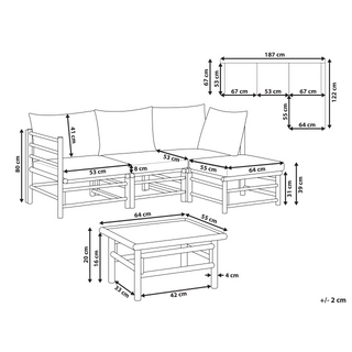 Garden Modular Corner Sofa Set Taupe Bamboo Cushions 4 Seater with Coffee Table Boho Design Outdoor Conversation Set Beliani - Sofa In Store
