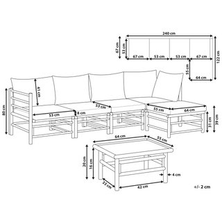 Garden Modular Corner Sofa Set Taupe Bamboo Cushions 5 Seater with Coffee Table Boho Design Outdoor Conversation Set Beliani - Sofa In Store