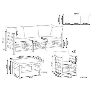 Garden Modular Sofa Set Taupe Bamboo Cushions 3 Seater Sofa 2 Armchairs with Coffee Table Boho Design Outdoor Conversation Set Beliani - Sofa In Store