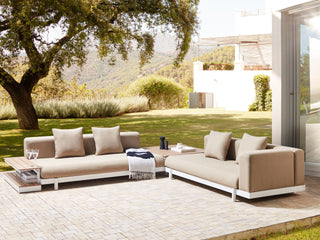 5 Seater Sofa Set with Coffee Tables | Polyester Fabric | Beige | Medium Resistance Outdoor | Modern Garden Style - Sofa In Store