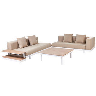5 Seater Sofa Set with Coffee Tables | Polyester Fabric | Beige | Medium Resistance Outdoor | Modern Garden Style - Sofa In Store