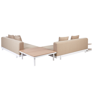 5 Seater Sofa Set with Coffee Tables | Polyester Fabric | Beige | Medium Resistance Outdoor | Modern Garden Style - Sofa In Store