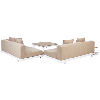 5 Seater Sofa Set with Coffee Tables | Polyester Fabric | Beige | Medium Resistance Outdoor | Modern Garden Style - Sofa In Store