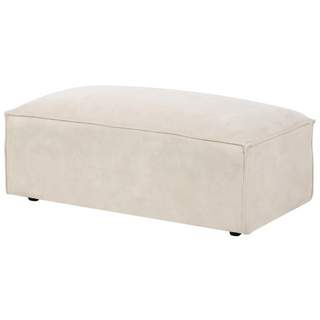 2 Seater Modular Sofa with Ottoman | Beige Velvet | Modern Design | Sectional Couch with Black Legs - Sofa In Store