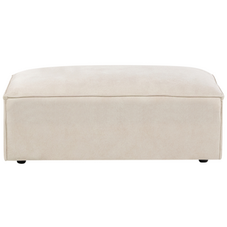 2 Seater Modular Sofa with Ottoman | Beige Velvet | Modern Design | Sectional Couch with Black Legs - Sofa In Store