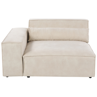 2 Seater Modular Sofa with Ottoman | Beige Velvet | Modern Design | Sectional Couch with Black Legs - Sofa In Store