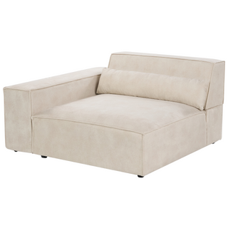 2 Seater Modular Sofa with Ottoman | Beige Velvet | Modern Design | Sectional Couch with Black Legs - Sofa In Store