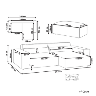 Left Hand 2-Seater Modular Corner Sofa with Ottoman White Boucle Sectional Couch Sofa with Black Legs Modern Living Room Beliani - Sofa In Store