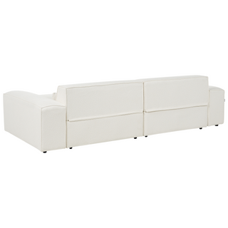 Left Hand 2-Seater Modular Corner Sofa with Ottoman White Boucle Sectional Couch Sofa with Black Legs Modern Living Room Beliani - Sofa In Store