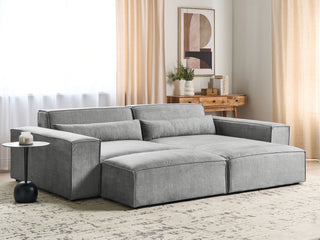 Left Hand 2-Seater Modular Corner Sofa with Ottoman Grey Fabric Sectional Couch Sofa with Black Legs Modern Living Room Beliani - Sofa In Store