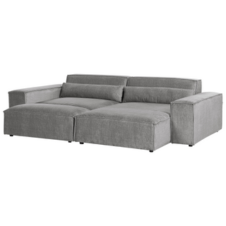 Left Hand 2-Seater Modular Corner Sofa with Ottoman Grey Fabric Sectional Couch Sofa with Black Legs Modern Living Room Beliani - Sofa In Store
