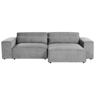 Left Hand 2-Seater Modular Corner Sofa with Ottoman Grey Fabric Sectional Couch Sofa with Black Legs Modern Living Room Beliani - Sofa In Store