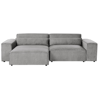 Right Hand 2-Seater Modular Corner Sofa with Ottoman Grey Fabric Sectional Couch Sofa with Black Legs Modern Living Room Beliani - Sofa In Store