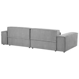 Right Hand 2-Seater Modular Corner Sofa with Ottoman Grey Fabric Sectional Couch Sofa with Black Legs Modern Living Room Beliani - Sofa In Store