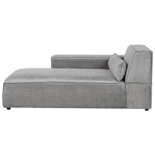 Right Hand 2-Seater Modular Corner Sofa with Ottoman Grey Fabric Sectional Couch Sofa with Black Legs Modern Living Room Beliani - Sofa In Store