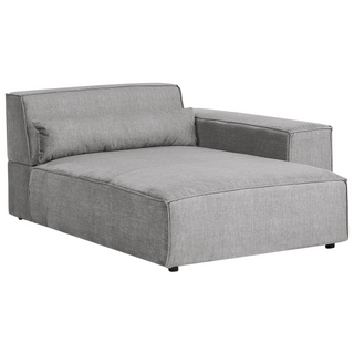 Left Hand 2-Seater Modular Corner Sofa with Ottoman Grey Fabric Sectional Couch Sofa with Black Legs Modern Living Room Beliani - Sofa In Store