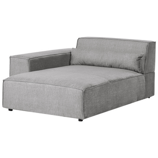 Right Hand 2-Seater Modular Corner Sofa with Ottoman Grey Fabric Sectional Couch Sofa with Black Legs Modern Living Room Beliani - Sofa In Store