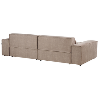 2 Seater Modular Sofa with Ottoman | Brown Fabric | Modern Design | Sectional Couch with Black Legs - Sofa In Store