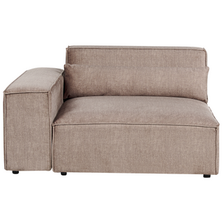 2 Seater Modular Sofa with Ottoman | Brown Fabric | Modern Design | Sectional Couch with Black Legs - Sofa In Store